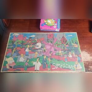 Simpsons specl poster puzzle cards frm 1990 simpsons box. full set.
